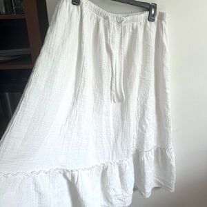NWOT Abound White 100% Cotton Double Gauze Maxi Skirt with Ruffle Large